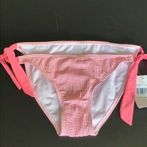 Pink seersucker bikini tie bottoms